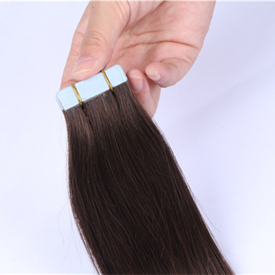 Tape in hair extension double drawn 100% virgin hair vendor 2# dark color cuticle aligned remy human hair HN203